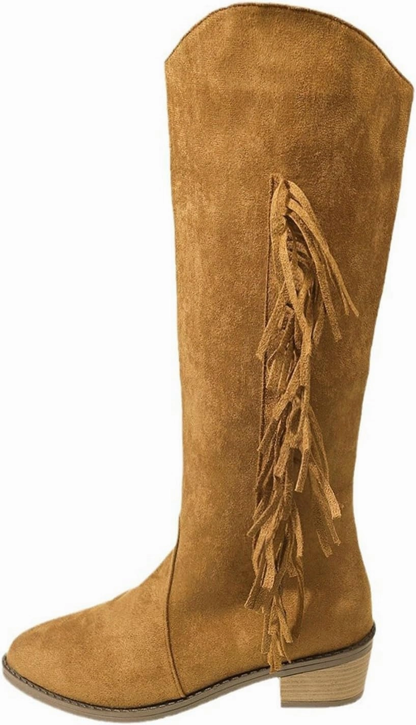 Knee High Boots Women Low Heel Mid Calf Boots for Women with Heel Fashion Trend Tassel Women's High Boots Over The Knee High Boots Australia