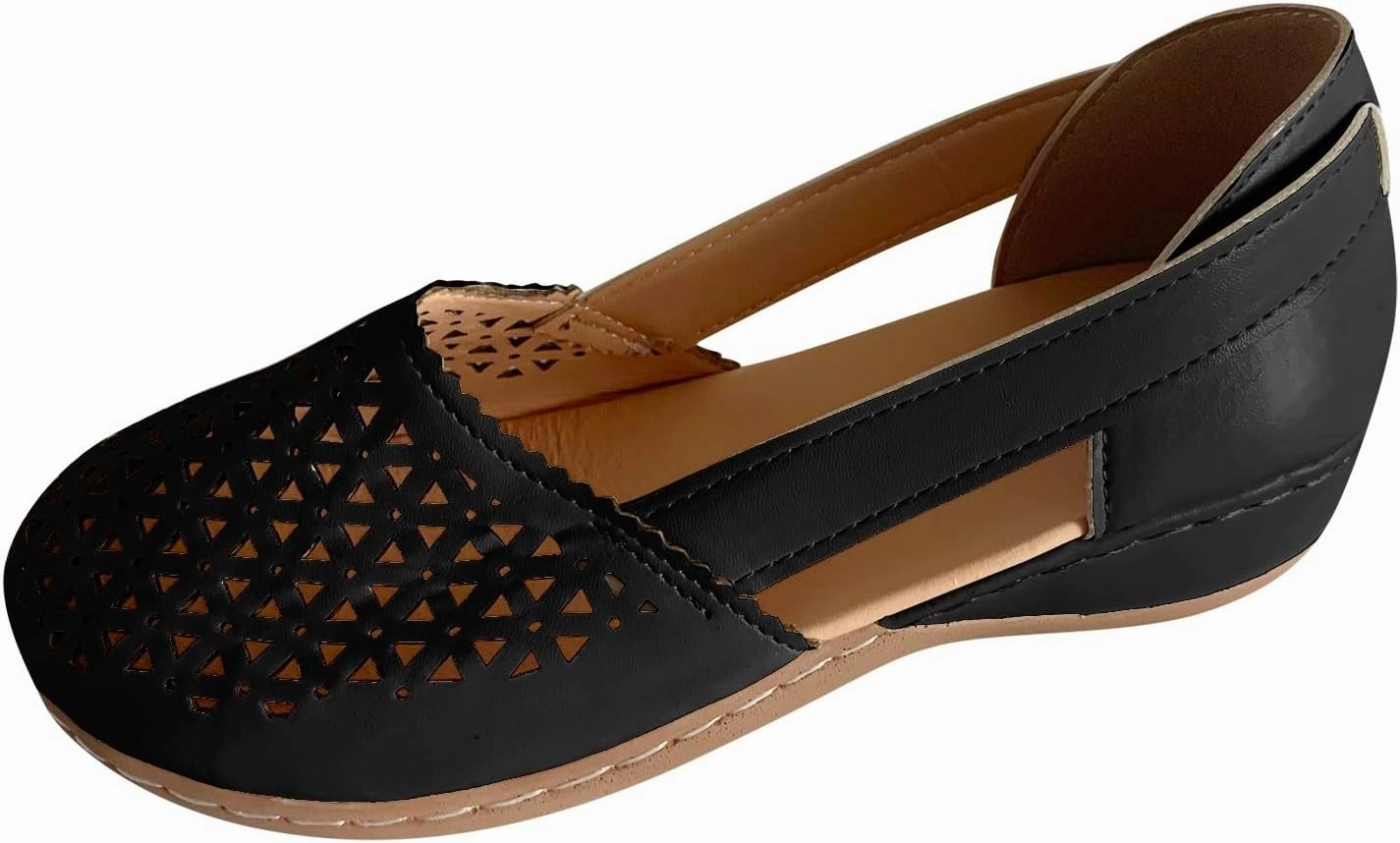 Women's Summer 2025 Orthopedic Fisherman Sandals - Black Mesh Wedge Slip-Ons with Arch Support Comfiest Slip On Shoes