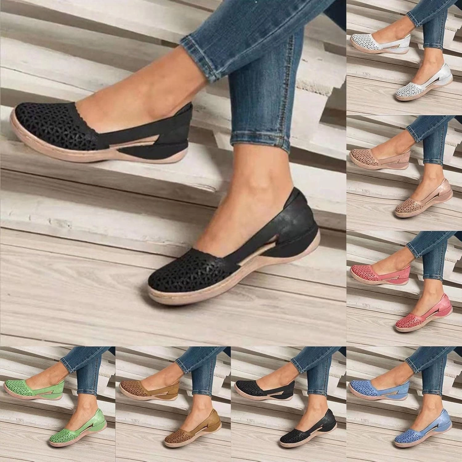 Best Slip On Running Shoe Women's Summer 2025 Orthopedic Fisherman Sandals - Black Mesh Wedge Slip-Ons with Arch Support