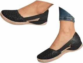 Women's Summer 2025 Orthopedic Fisherman Sandals - Black Mesh Wedge Slip-Ons with Arch Support Slip On Skate