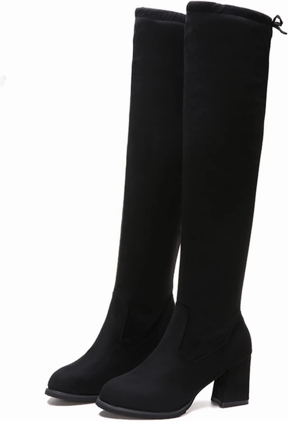 2.5 Inch Heel Knee High Boots Women's Suede Over The Knee Boots Round Toe Side Zipper Flat Booties Thigh High Boots for Women Chunky Bottom Slip On Knee High Boots Casual Non Slip Winter Fall Long Tall Boots