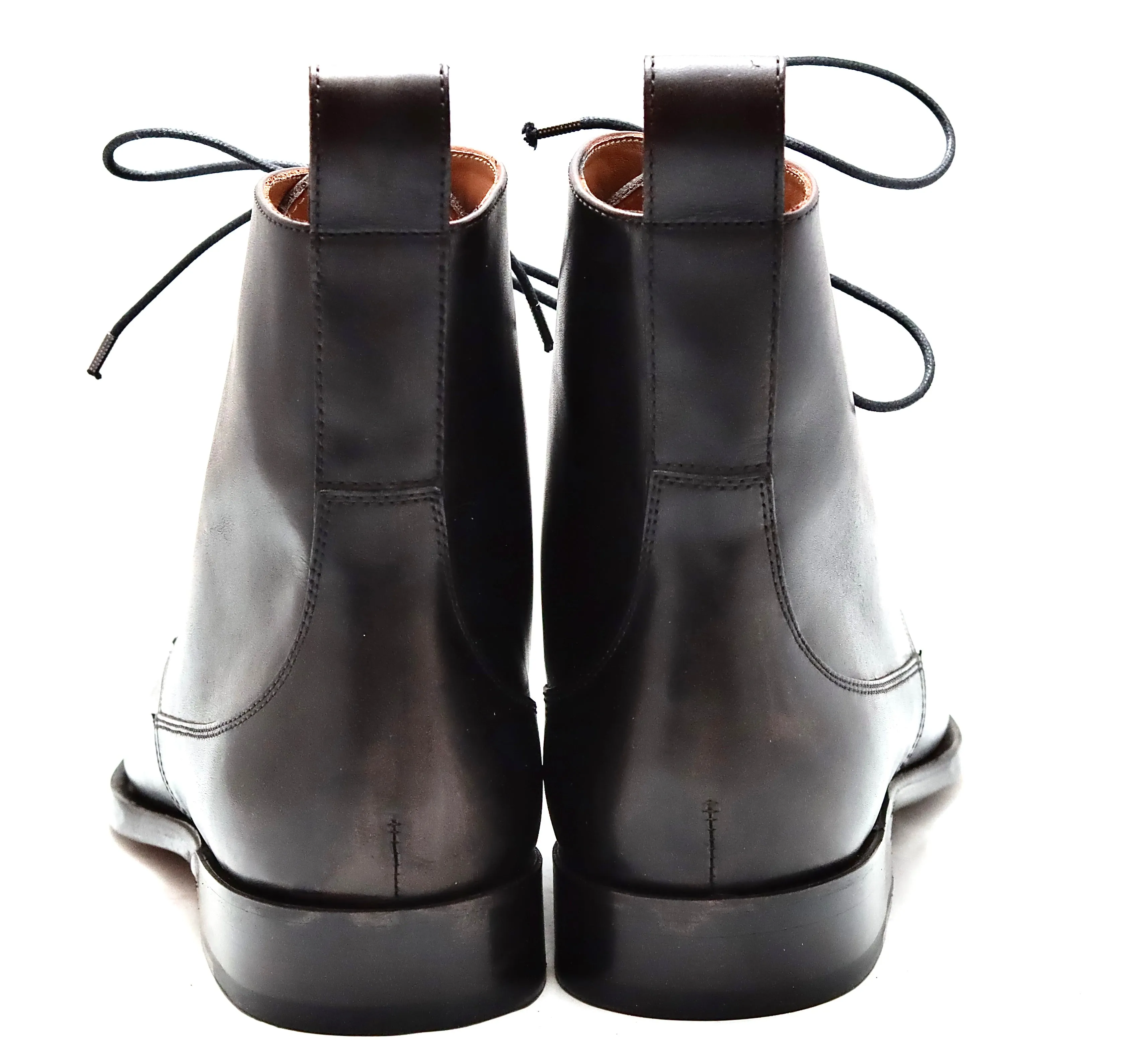 Knit Boots Heel cap derby Boot  | black calf |wide fit