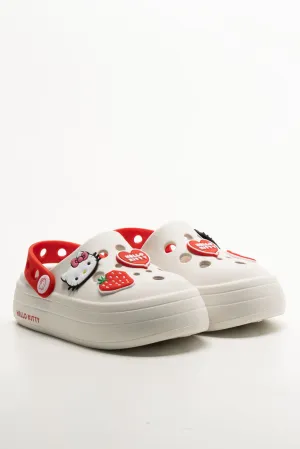 Shearling Mule Clogs Hello Kitty Clogs White
