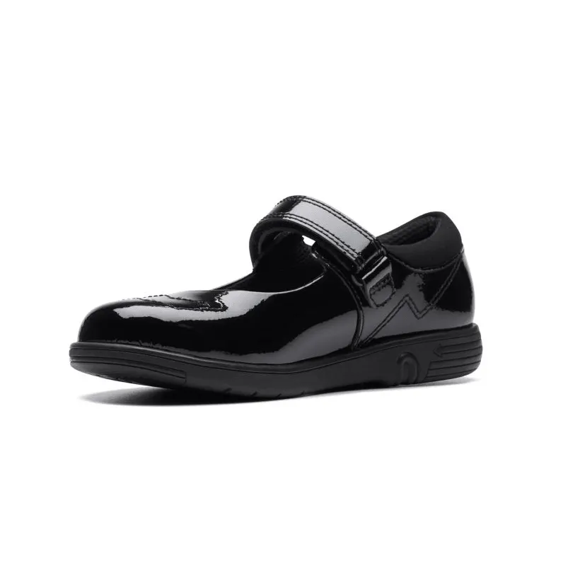 Clarks Girls Shoe Jazzy Jig K Black Patent