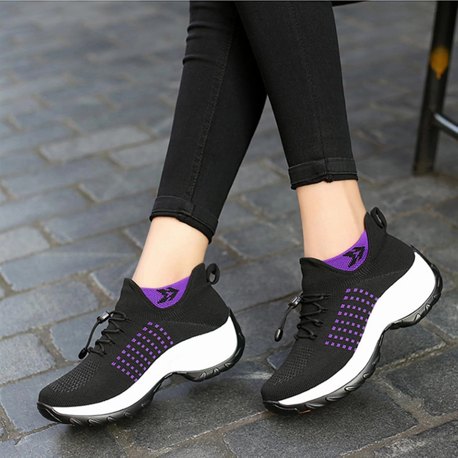 HINDOLA Women's Orthopedic Sock Sneakers Breathable Mesh Nursing Work Comfortable Casual Air Cushion Athletic Running Jogging Shoes Best Support Cross Training Shoe