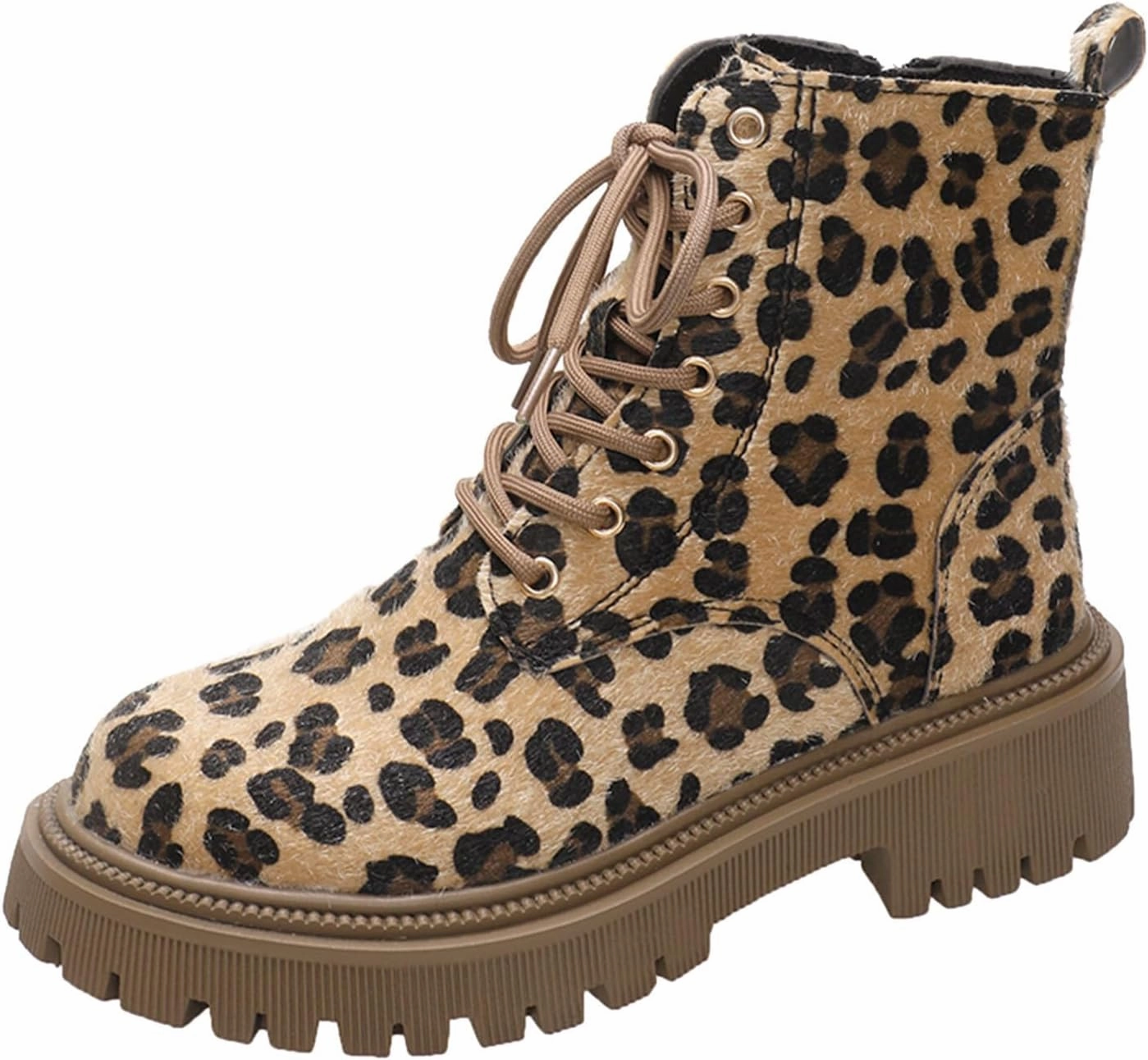 Pastel Combat Boots Hiking Boots Women Women's Y2K Leopard Print Lace-Up Combat Boots Thick Platform Gothic Halloween Bootie Non-Slip
