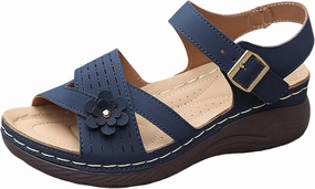 Flip Flops Waterproof Womens Comfortable Sandals Open Toe Hollow Flower Wedge Orthopedic Flat Sandals for Women Dressy Non Slip Summer Walking Shoes Casual Breathable Shoes Orthotic Sandal
