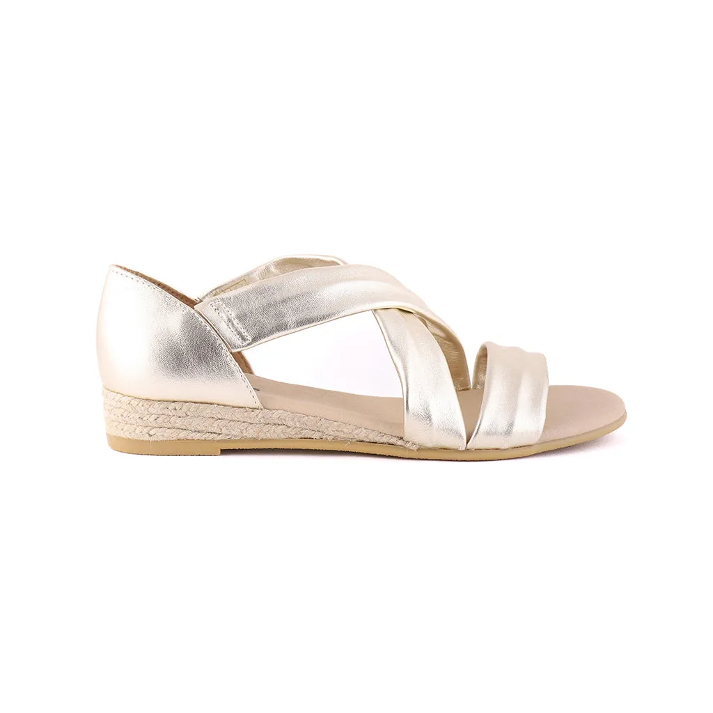 HOLLIE Light Gold Extra Wide Espadrille Wedges