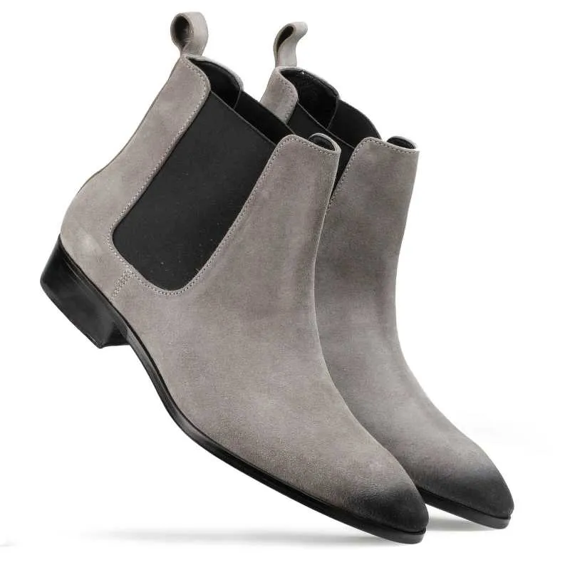Tall Platform Boots Iceman Chelsea Boots In Grey Suede