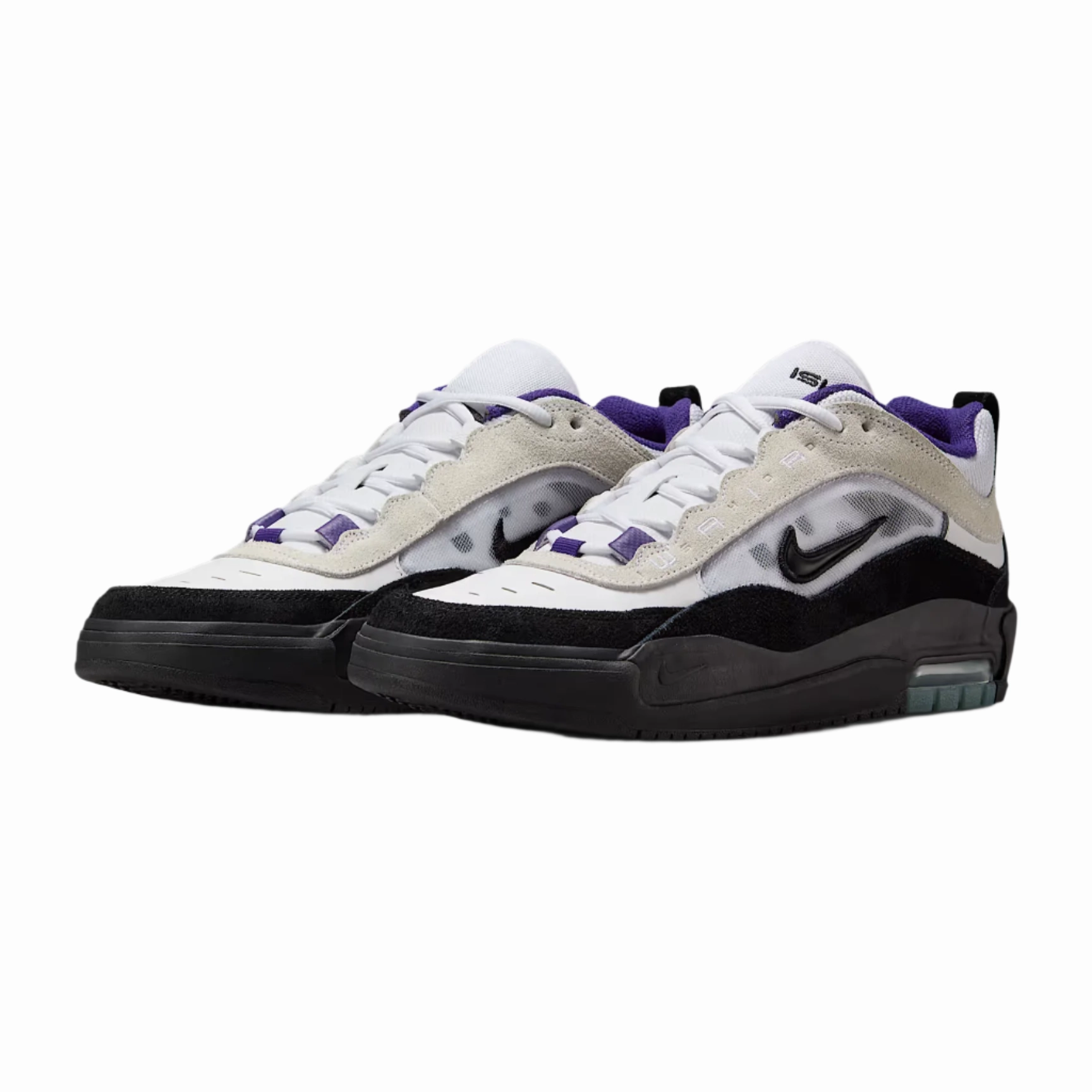 Nike SB - Air Max Ishod (White/Black-Court Purple-Black) Best Arch Support Nike Shoes