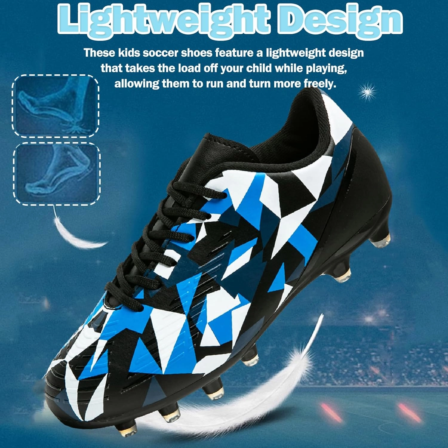 Kids Soccer Cleats Boys Girls Youth Football Cleats for Boys Girls Athletic Outdoor Soccer Shoes Lightweight Teenager Unisex Training Football Shoes for Little and Big Kid Small Soccer Cleats