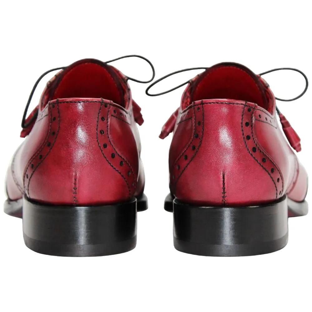 Fennix of Italy Genuine Alligator Skin JAX Red Trendy Derby Shoes (USA Men Size) Stacy Dress Shoes