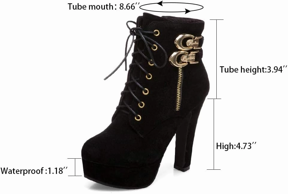 UOQAPRE Womens Ankle High Heel Boots Platform Wedges Chunky High Heels for Women Lace Up Ankle Booties Winter Shoes Genuine Suede Knee-high Boots