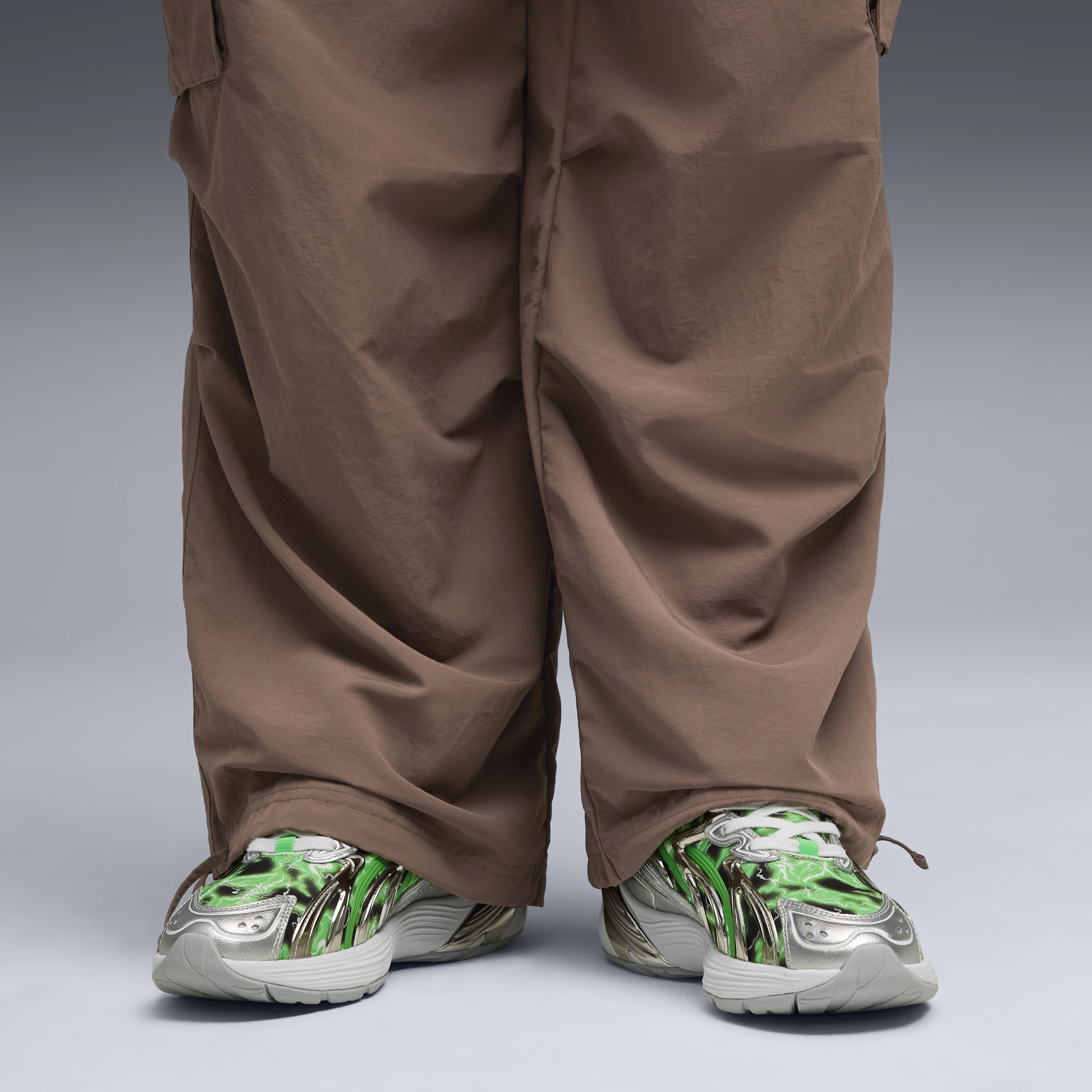 Custom Painted Puma Shoes Inverse (Puma Silver-Fluro Green Pes)