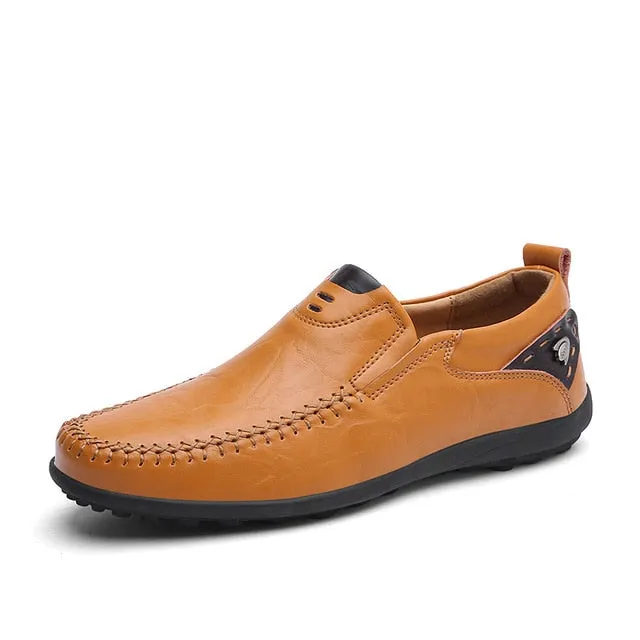 Italian Men Casual Shoes Summer Genuine Leather Men Loafers Moccasins Slip On Men's Flats Breathable Male Driving Shoes BTMOTTZ