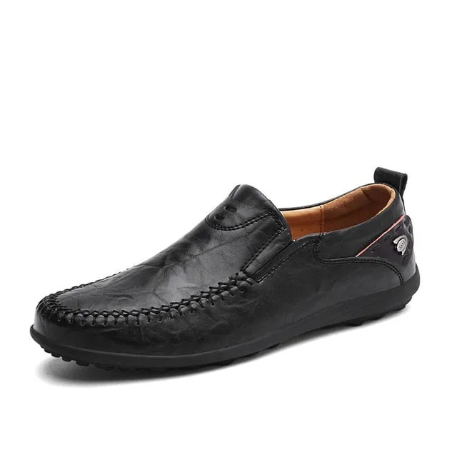 Italian Men Casual Shoes Summer Genuine Leather Men Loafers Moccasins Slip On Men's Flats Breathable Male Driving Shoes BTMOTTZ