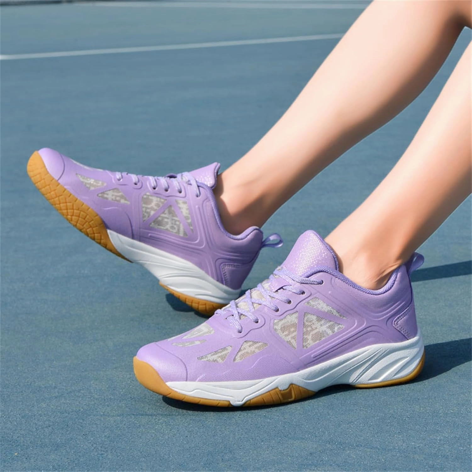 JiuQing Women's Tennis Shoes Lightweight Badminton Pickleball Sneaker Breathable Non-Slip Comfortable Indoor Court Shoes Court Volleyball Shoes