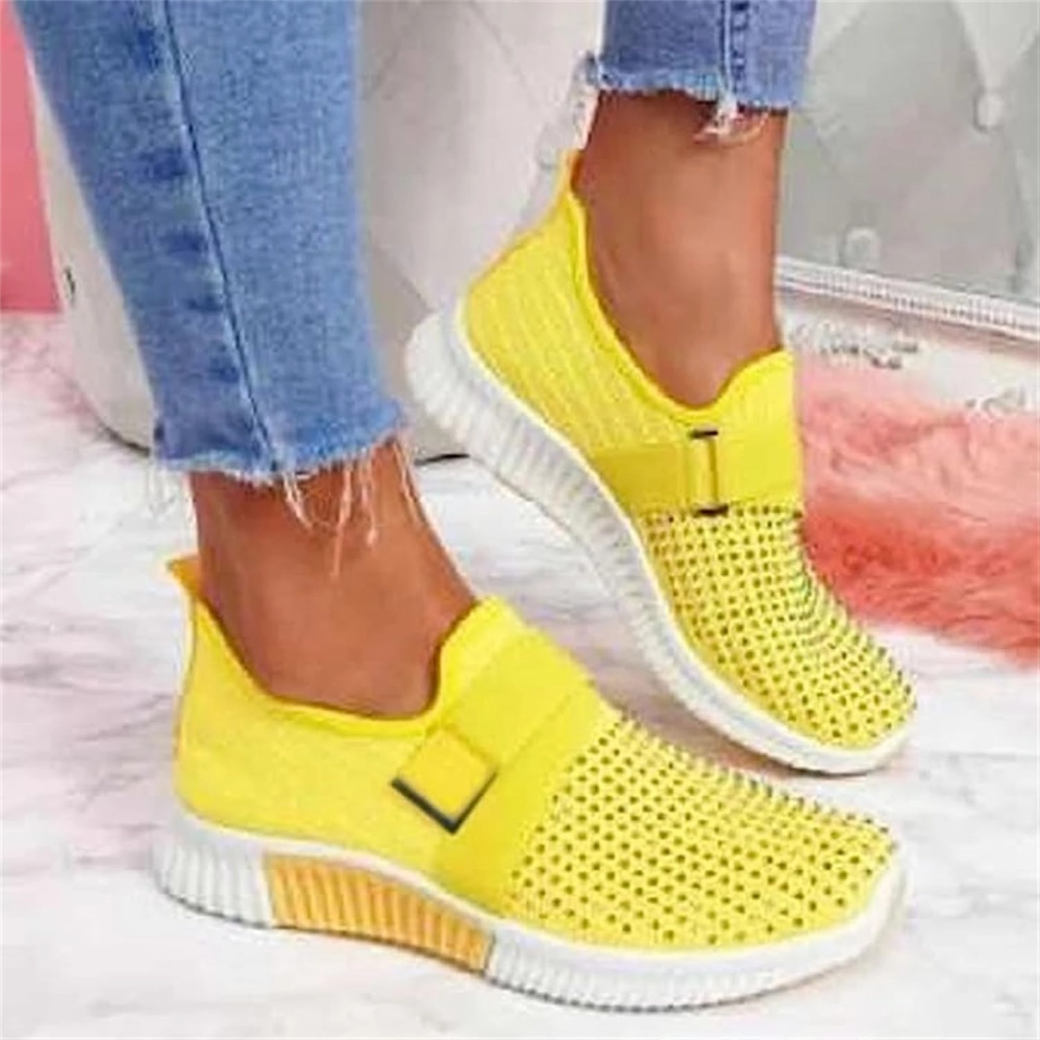 Ladmiple Tennis Shoes Womens Slip Ons Walking Shoes Casual Sneakers Mesh Lightweight Slip Resistant Comfortable Loafers Slip On Skate Slip Ons Slip Ons Slip Ons Trek Slip On Slip Ons Wedge Slip On
