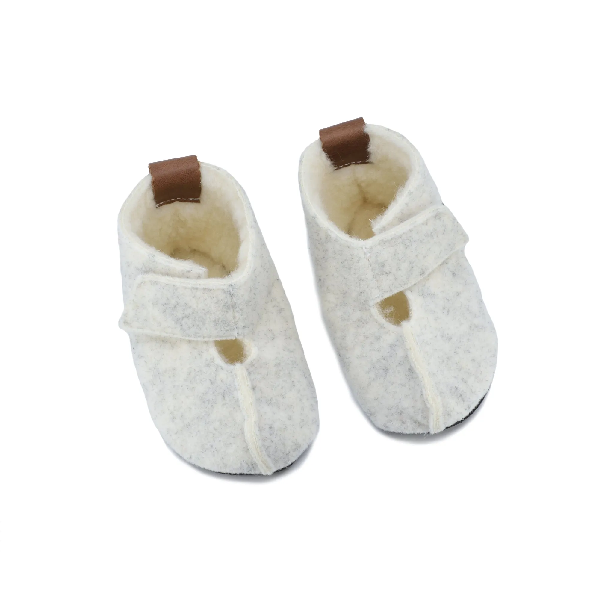 Dora Slippers KAKU Kids' Slippers with Sheep's Wool & Felt - White