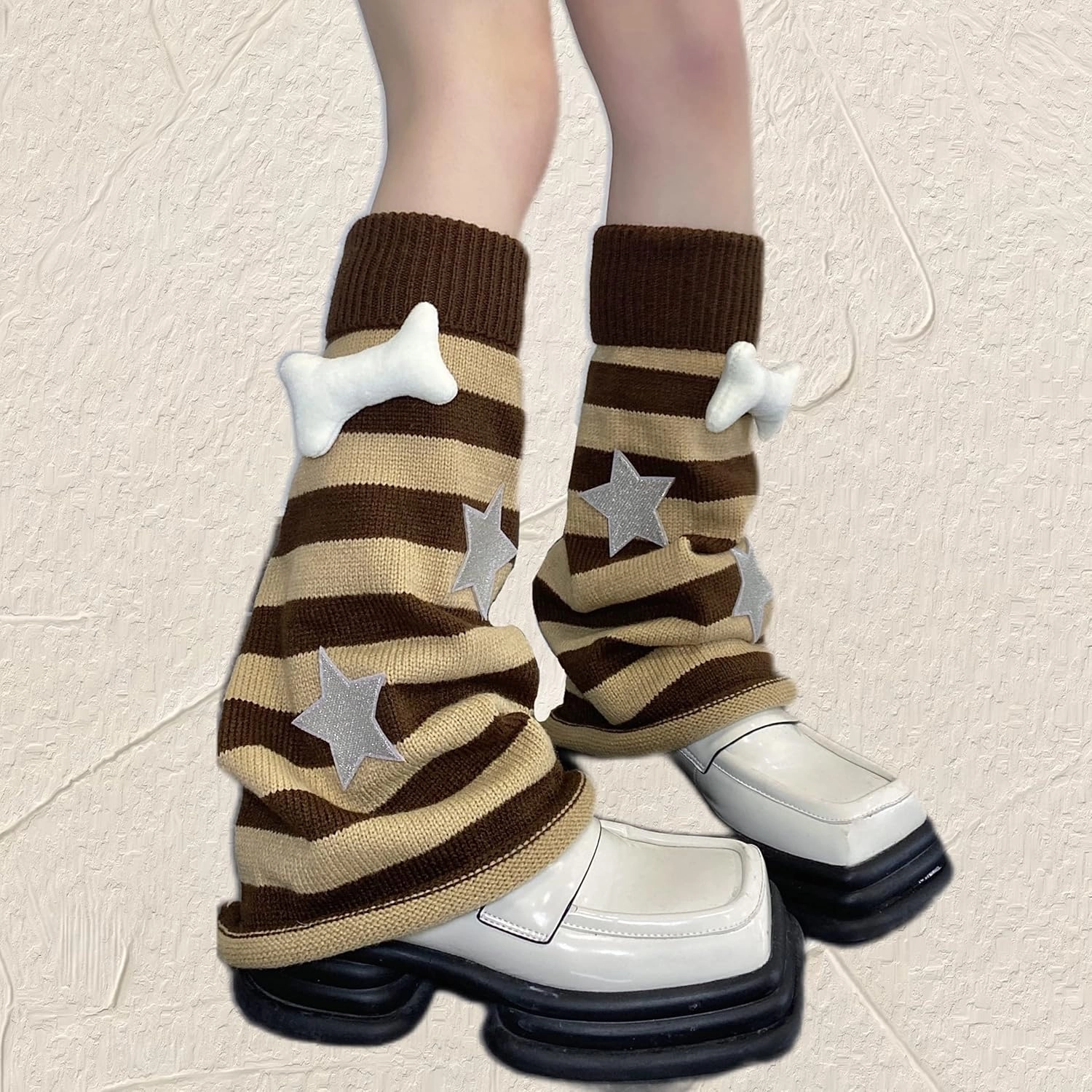 kawaii Winter Leg Warmers Knitted Cute Subculture Half Sleeve Foot Leg Warm Socks Cycling Christmas Gift Women Road Cycling Winter Shoes