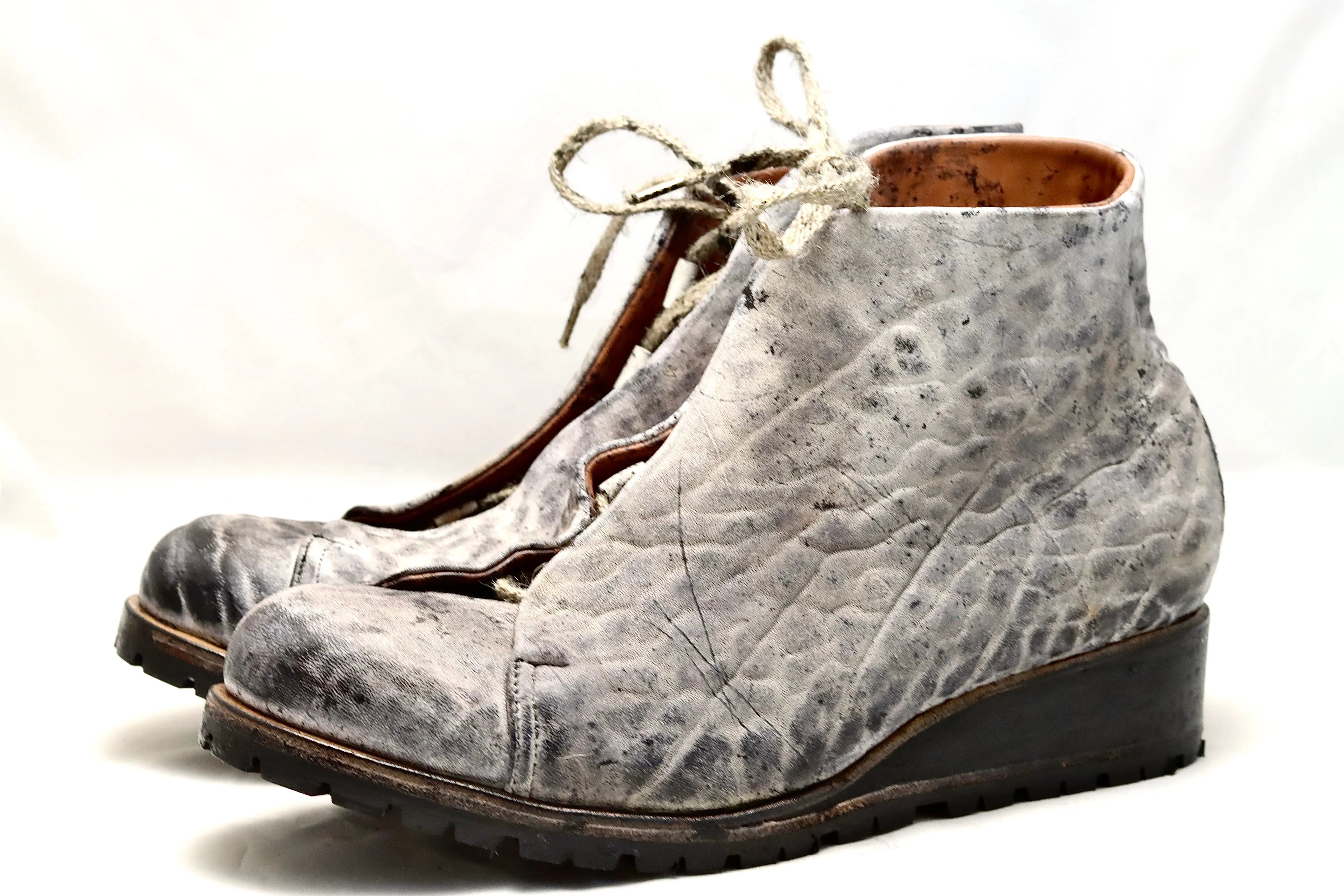 Construction Work Boots Asym derby boot | charcoal dip dye | raw culatta