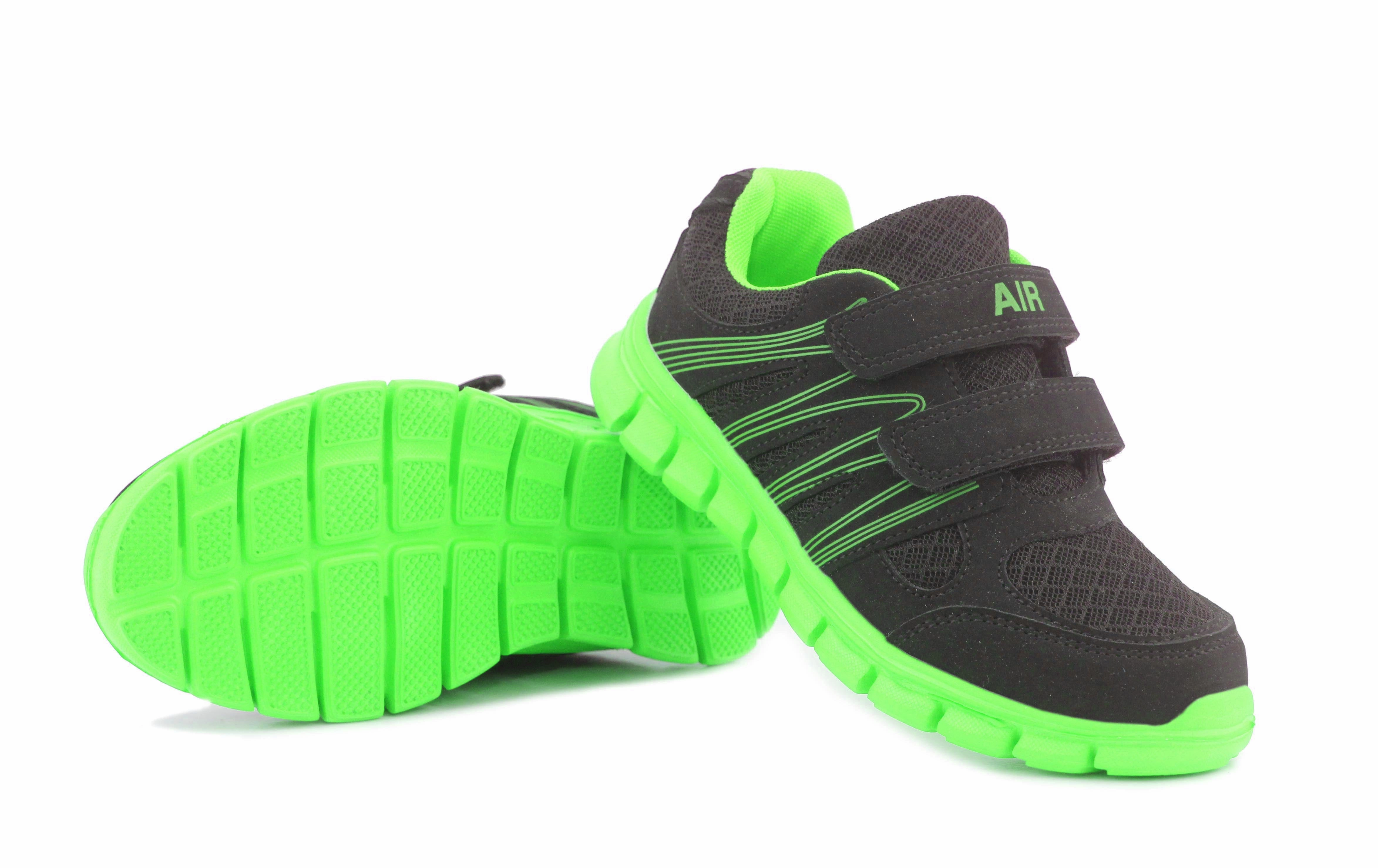 Zegama 2 Trail Running Shoes Kids Black Neon Green Youth Super Lightweight EVA Double Touch Fasten Strap Sports Trainers