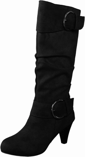 2025 Knee High Boots Knee High Boots Women High Heel Fashion Belt Buckle Wine Glass Heel Pointed Toe Solid Color Thigh High Knee Boots