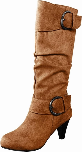 Knee High Boots Women High Heel Fashion Belt Buckle Wine Glass Heel Pointed Toe Solid Color Thigh High Knee Boots Faux Leather Croc Knee High Boots