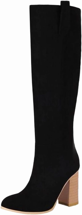 Vera Wang Boots Knee High Knee High Boots Women Thigh High Boots for Women Fashion Round Head Flock Non Slip High Heel Suede Boot Slip On Boots