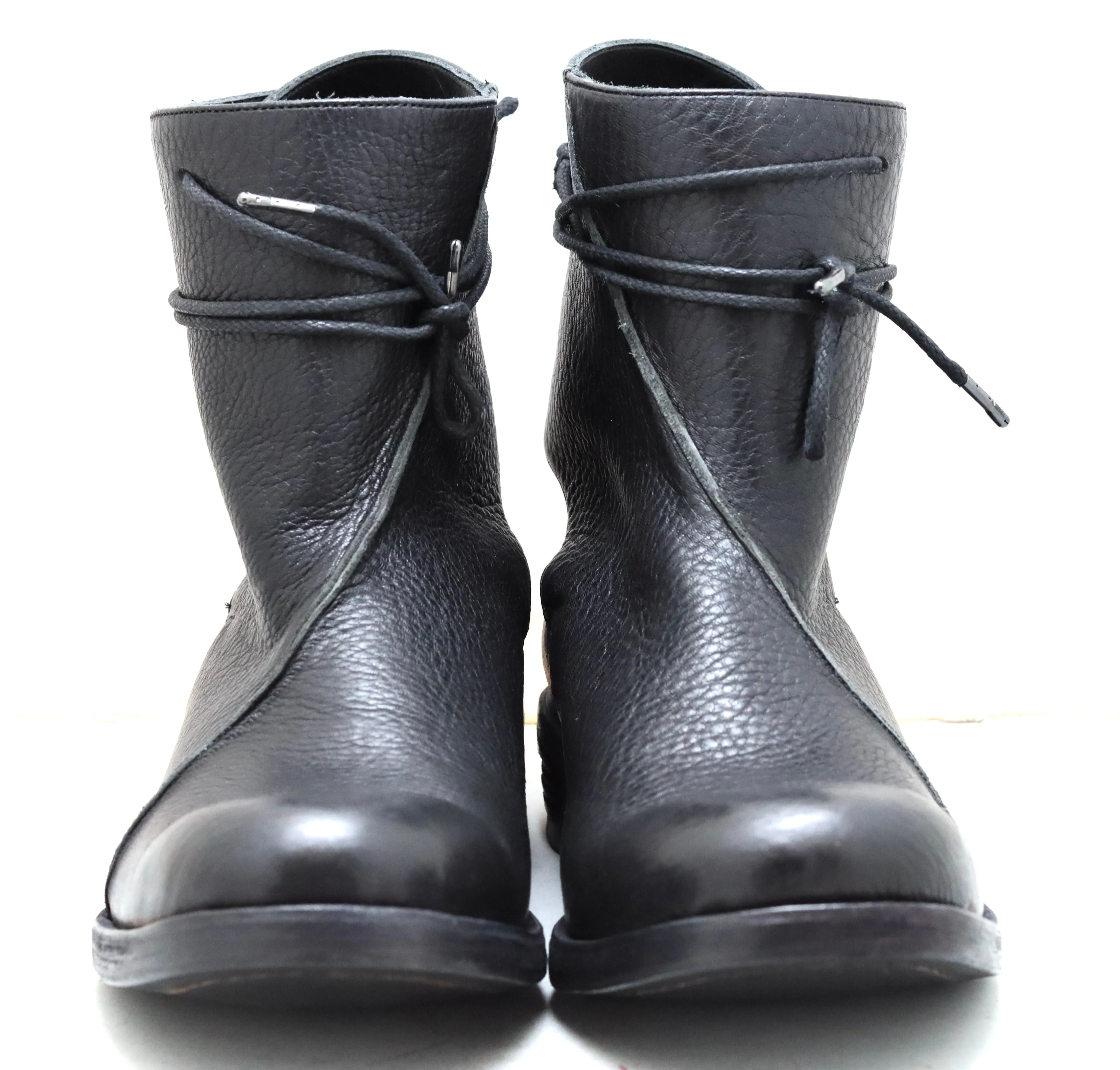 Ladies Bogs Rain Boots Lace around boot  | vachetta grain | black