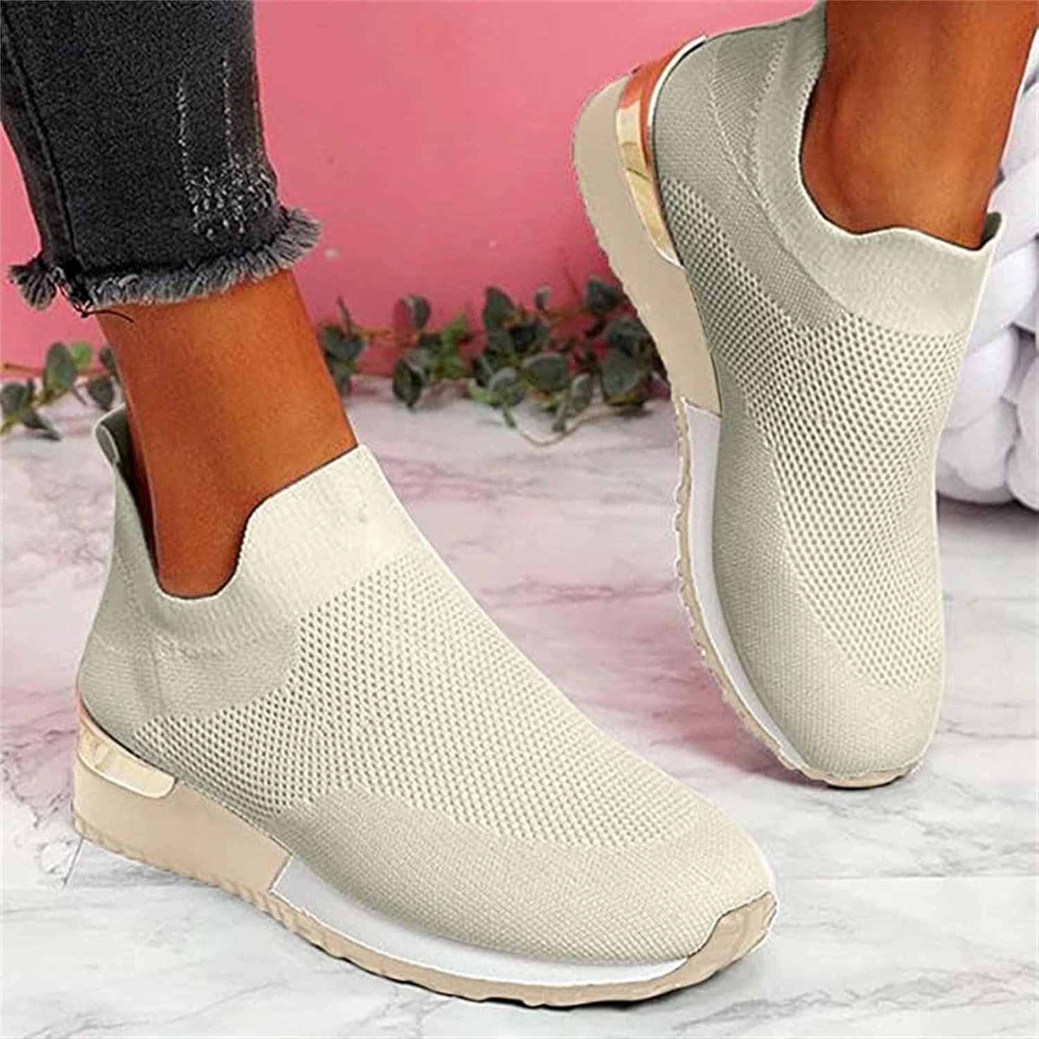 Ladmiple Gym Shoes For Women Workout Running Slip On Walking Shoes Non Slip Breathable Casual Athletic Tennis Sneakers Best Walking Tennis Shoes