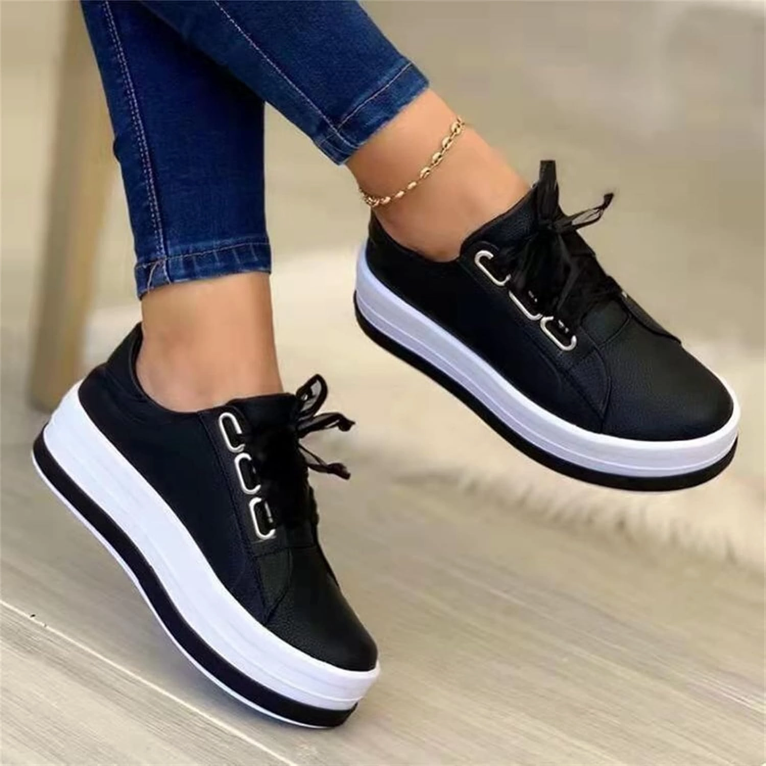 Ladmiple Shoes For Women Sneakers Slip Ons Memory Foam Comfort Walking Shoes Fashion Casual Summer Platform Flats Loafer Apron Toe Slip On