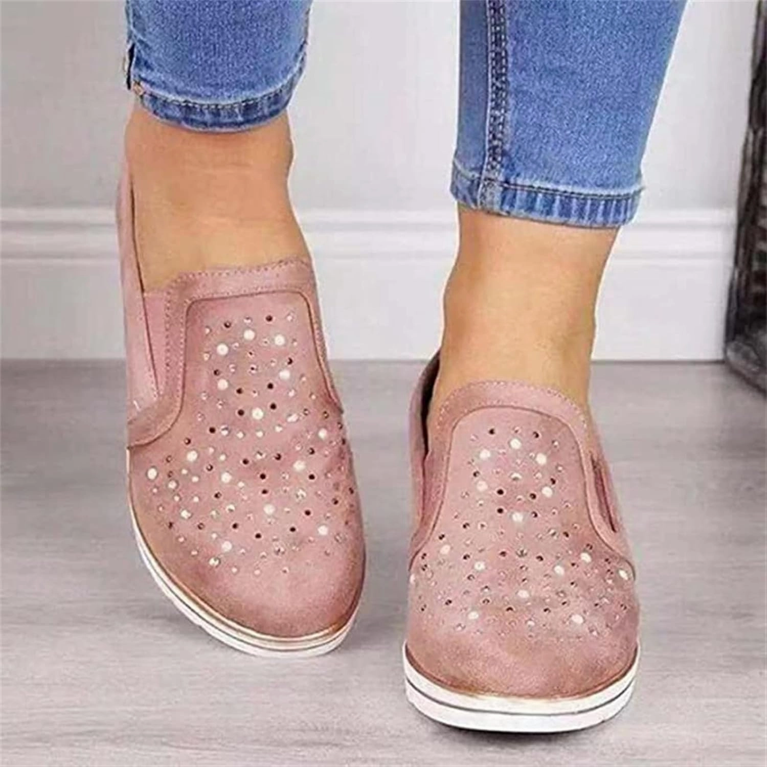 Ladmiple Shoes For Women Sneakers Slip Ons Walking Running Shoes Non Slip Tennis Fashion Sneakers Slip On Platform Shoes Buckle Slip On Sandals