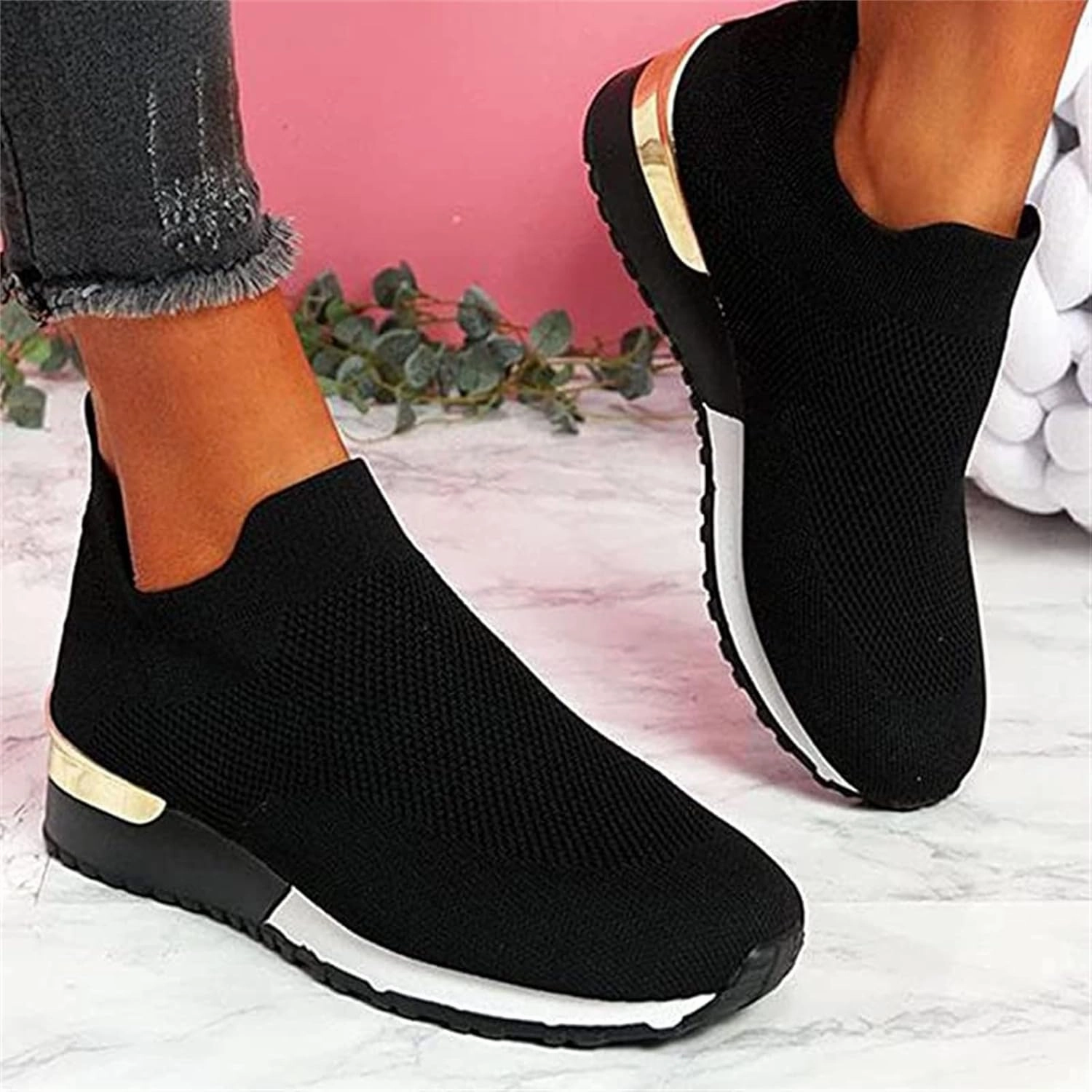 Slip On Mud Boots Ladmiple Walking Shoes Women Comfort Slip On Running Shoes Fashion Tennis Sport Gym Jogging Fitness Athletic Sneakers