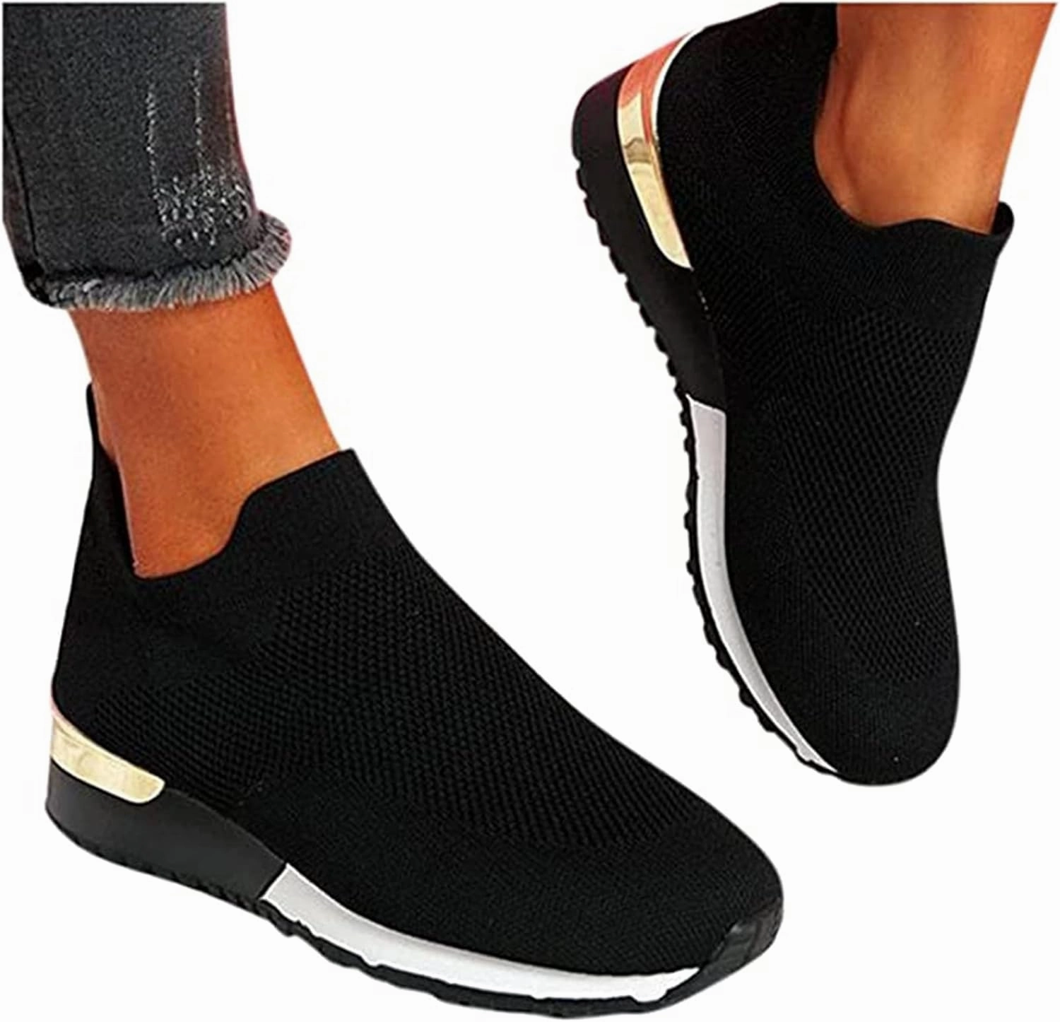 Olukai Slip On Shoes Ladmiple Walking Sneakers For Women Wide Width Tennis Shoes Slip On Memory Foam Non Slip Athletic Running Gym Sneakers