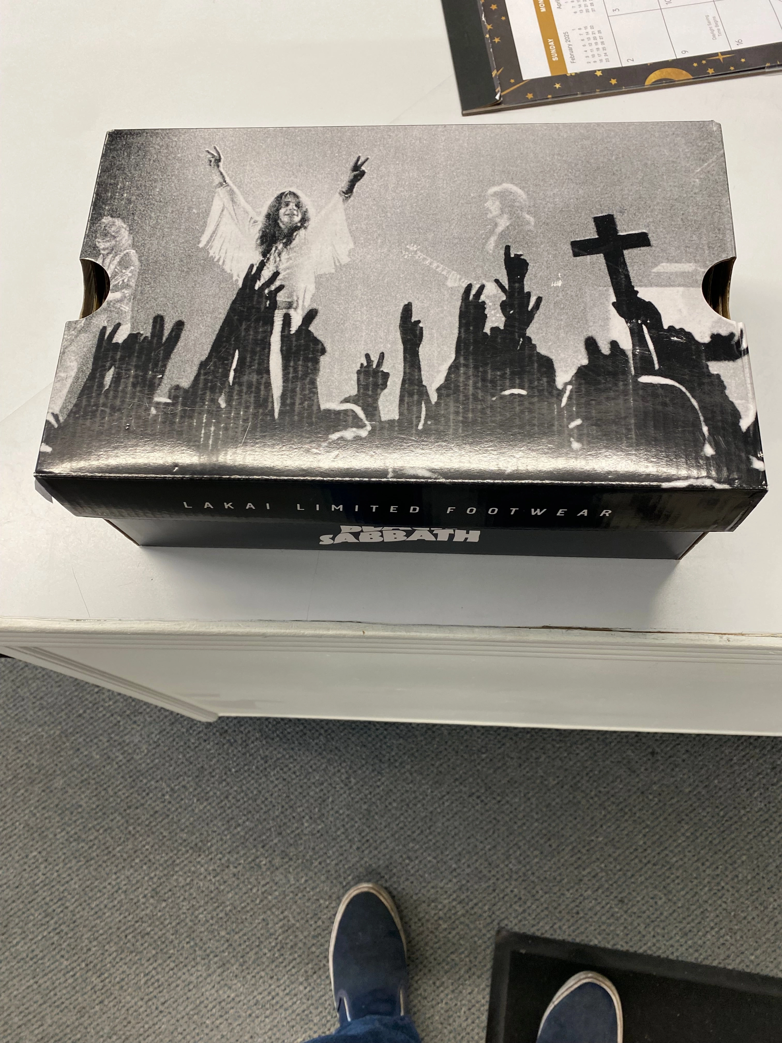 LAKAI X BLACK SABBATH OWEN BLACK/WHITE CANVAS SKATE SHOES Skate Suede Athletic Shoes