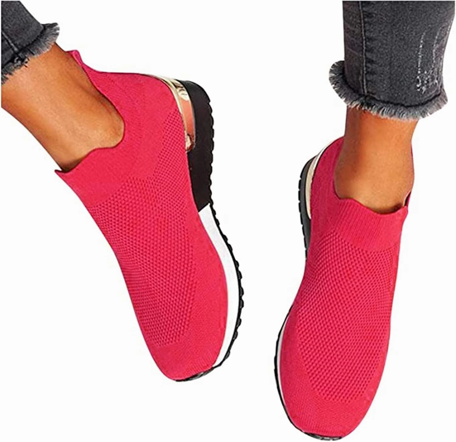 Lausiuoe Slip On Sneakers Women Wide Width Walking Tennis Shoes Running Casual Comfortable Mesh Athletic Gym Sock Shoes Best Slip On Work Shoes