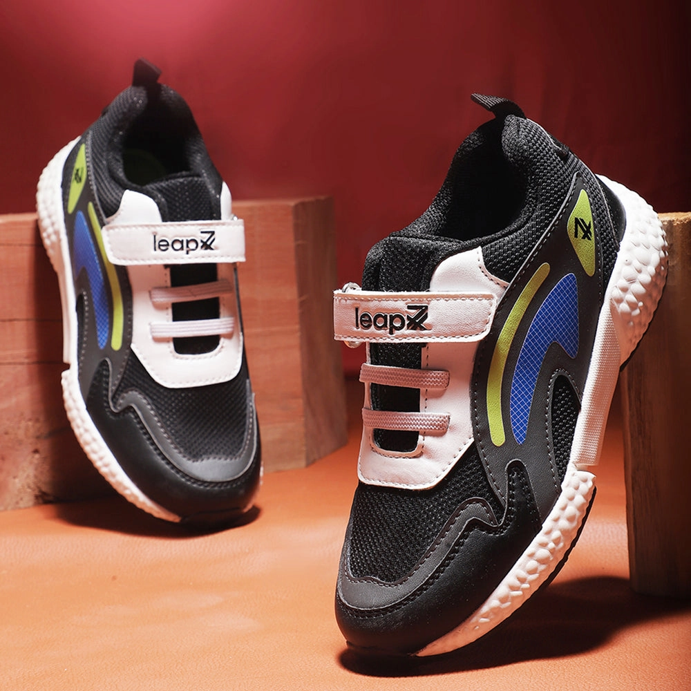 Leap7x Black Sports Non Lacing Shoes For kids CARRY-07V By Liberty 840 V5 Running Shoe