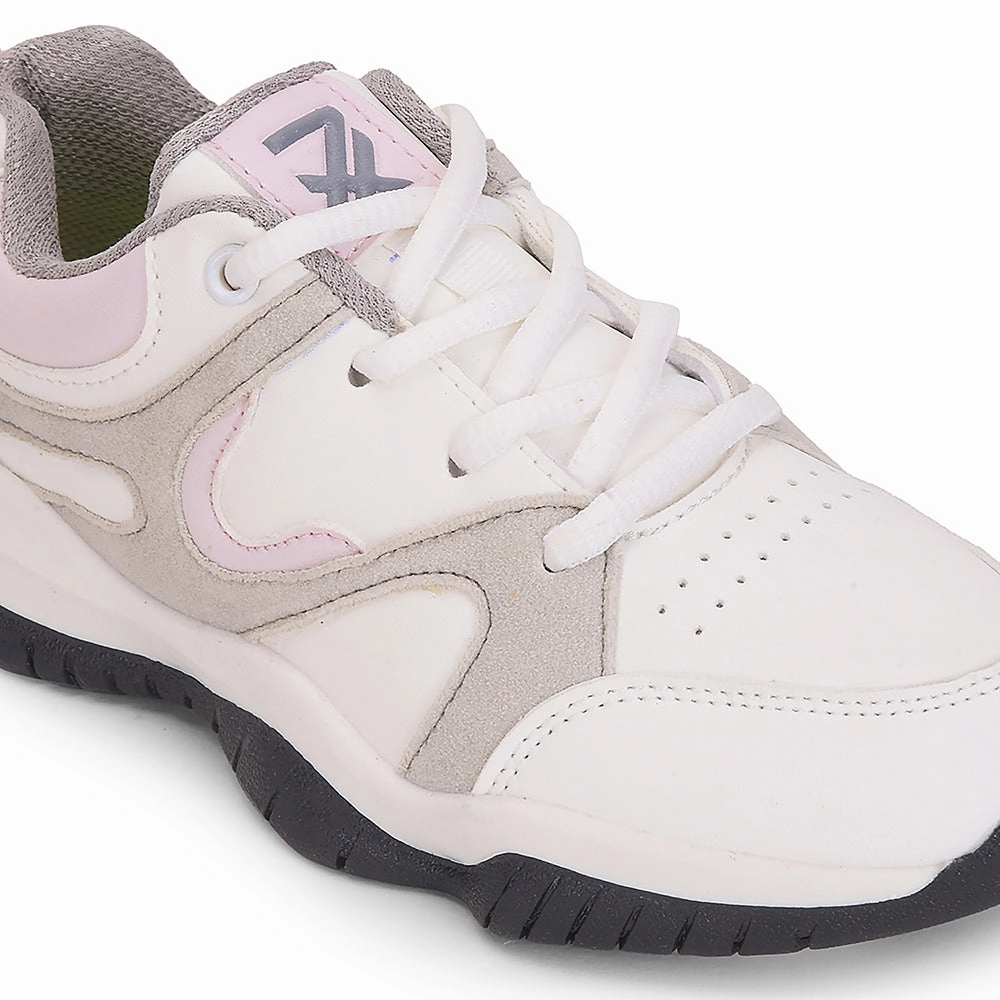 Leap7x Light Grey Sports Lacing Running Shoes For Kids CANON-2E By Liberty Best Long Distance Running Shoes