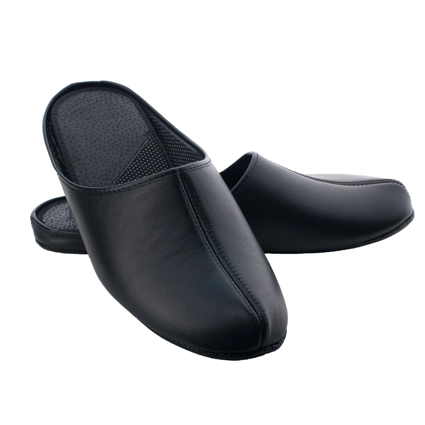 Leather Slippers Snna - Black Lukees Slippers