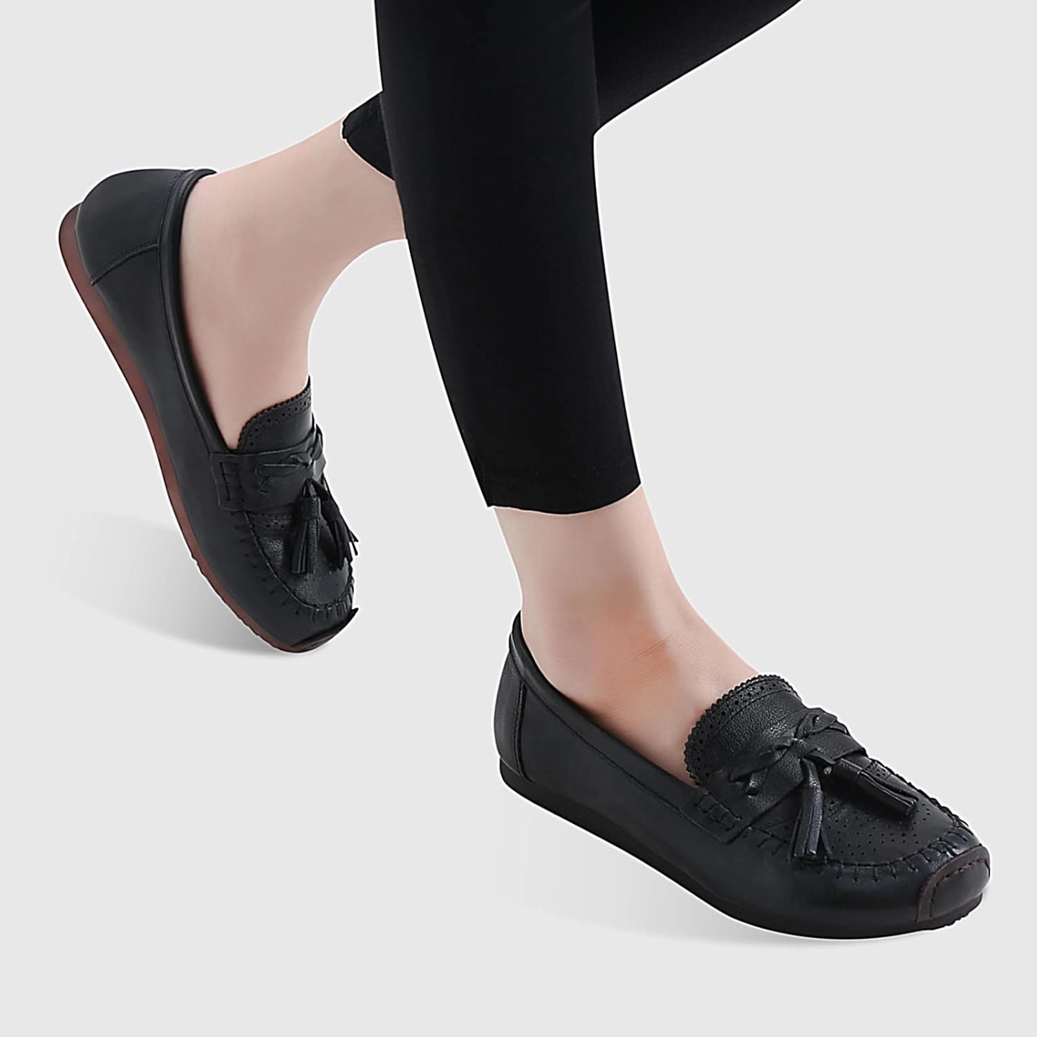 Loafers for Women Slip-Ons Genuine Leather Platfor Penny Loafers Shoes Rubber Sole No Slip Slip Ons Designs