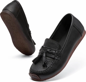 Slip-on Dress Boots Loafers for Women Slip-Ons Genuine Leather Platfor Penny Loafers Shoes Rubber Sole No Slip