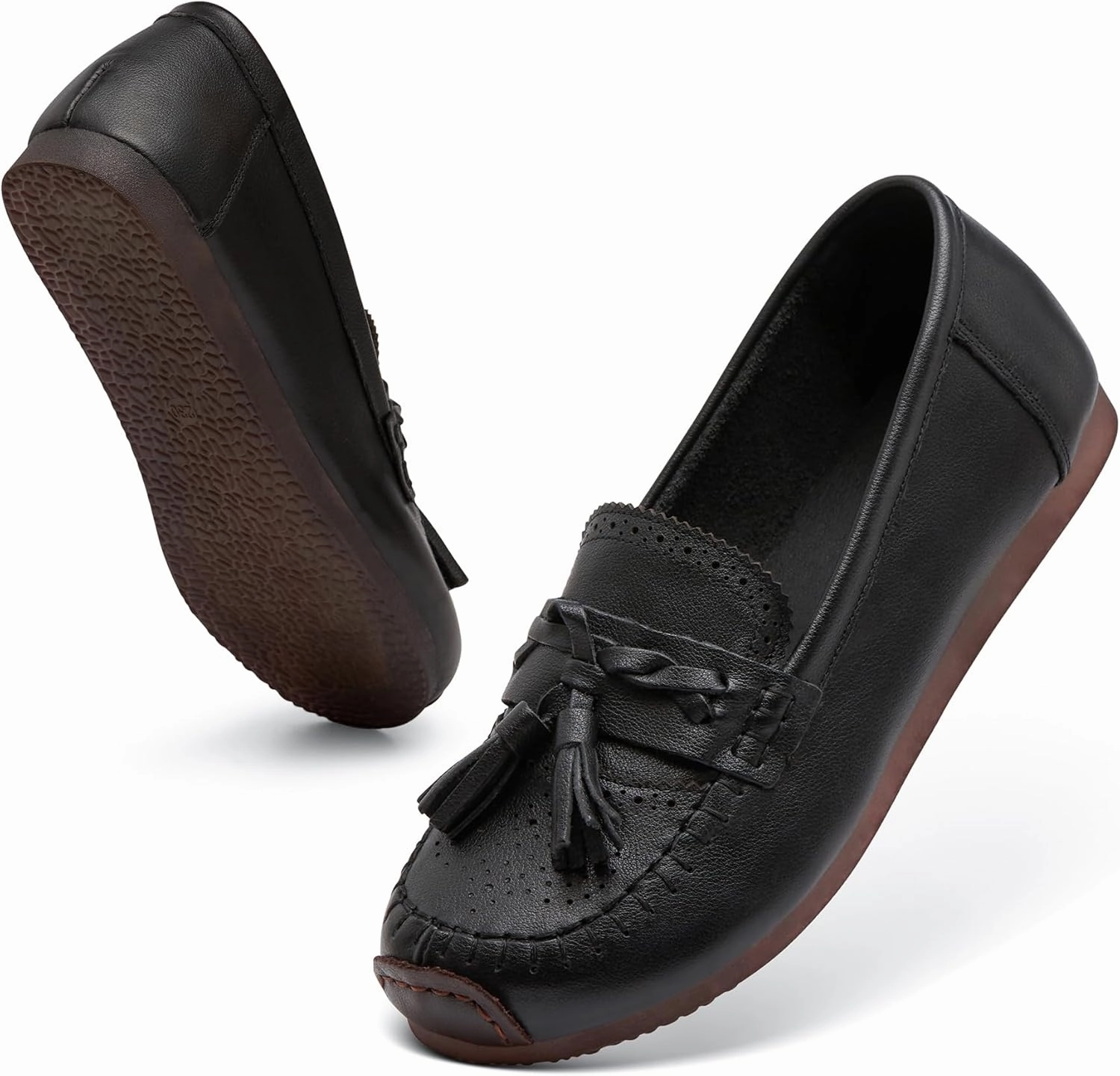 Suede Slip On Boots Loafers for Women Slip-Ons Genuine Leather Platfor Penny Loafers Shoes Rubber Sole No Slip