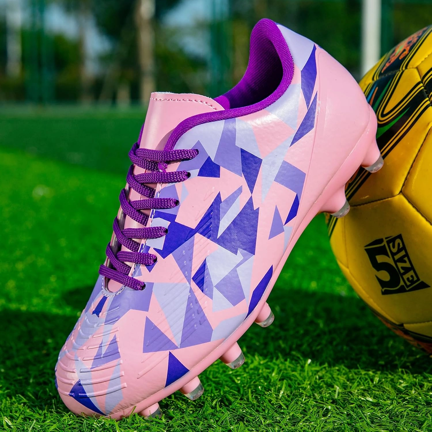 Soccer Cleats And Socks Kids Soccer Cleats Boys Girls Youth Football Cleats for Boys Girls Athletic Outdoor Soccer Shoes Lightweight Teenager Unisex Training Football Shoes for Little and Big Kid