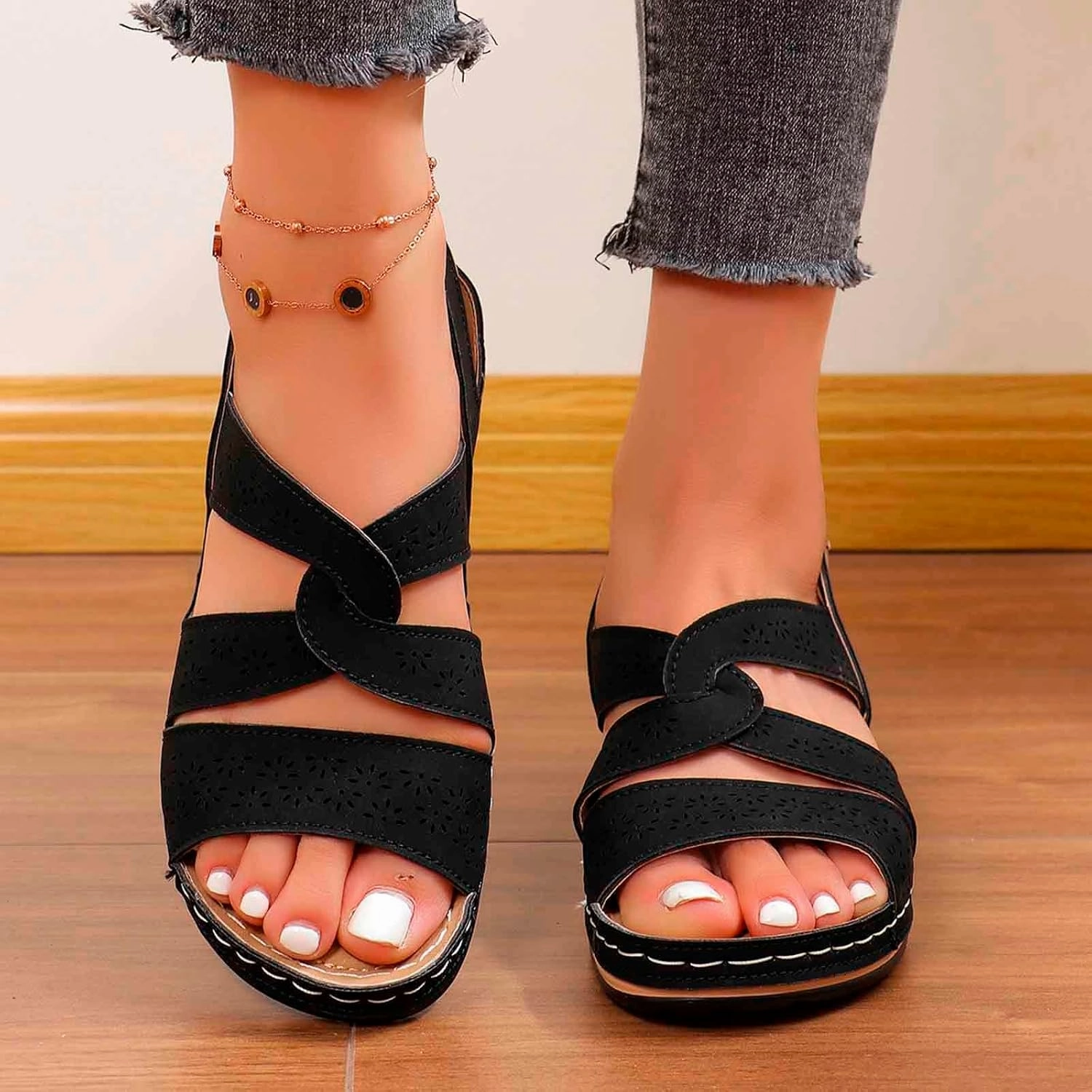 Nike Men's Tennis Shoes Women's Wedge Sandals Summer Open Toe Platform Espadrilles Casual Comfortable Walking Shoes for Outdoor Beach