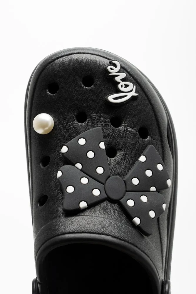 Love Clogs Black Classic Glitter Clogs