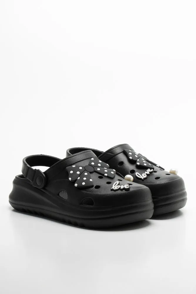 Love Clogs Black Classic Retro Resort Clogs