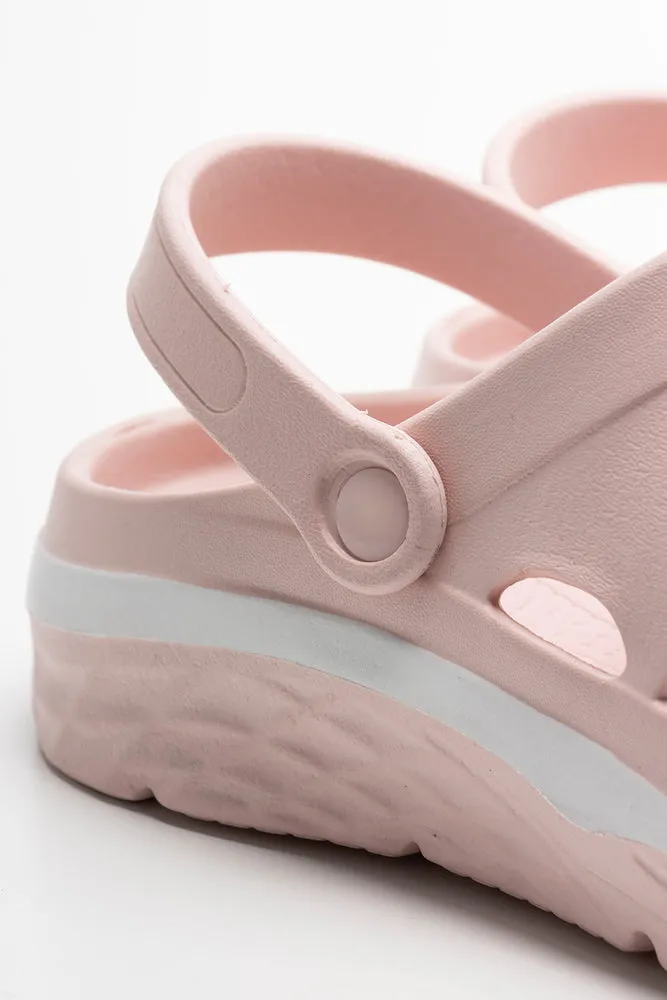 Love Clogs Pink Goldenstar Suede Versatile Platform Clogs