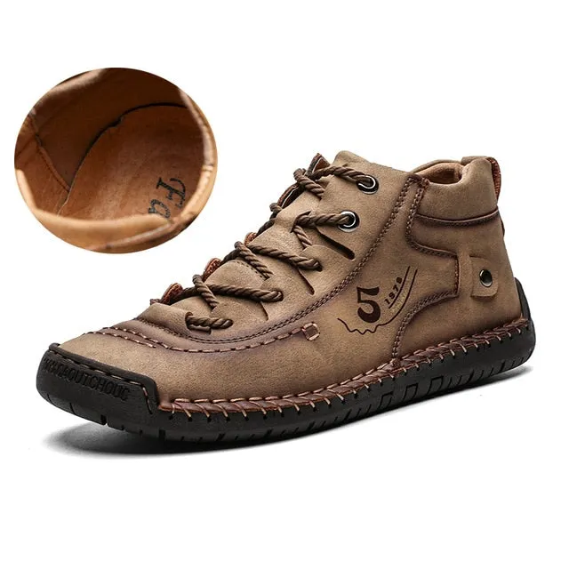 Luxury Leather Shoes Men Sneakers Trainers Lace-up Flats Driving Casual Comfort Loafers handmade sewing Footwear