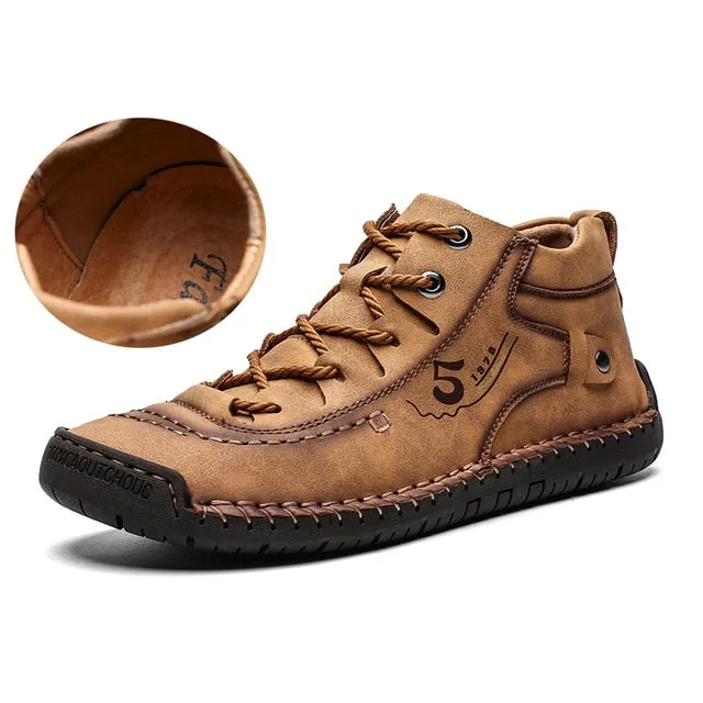 Luxury Leather Shoes Men Sneakers Trainers Lace-up Flats Driving Casual Comfort Loafers handmade sewing Footwear